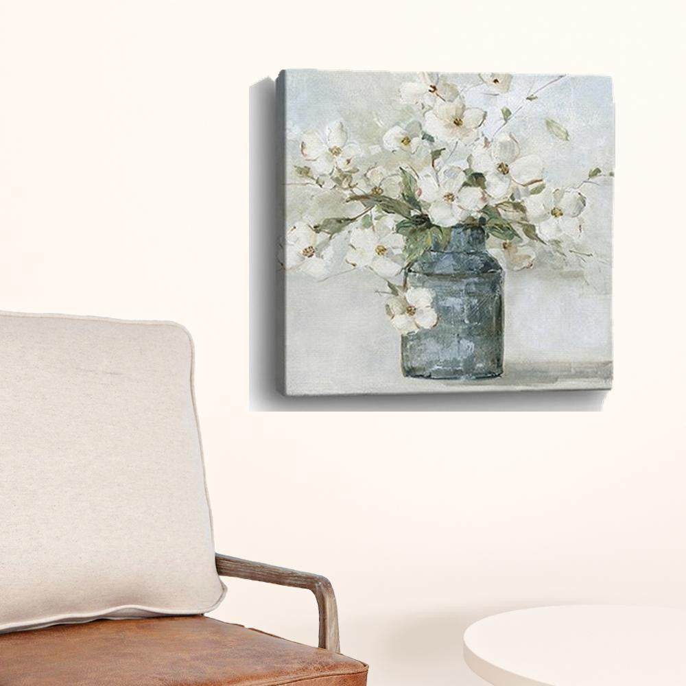 30" x 30" Watercolor Soft Pastel Dogwood Bouquet Canvas Wall Art