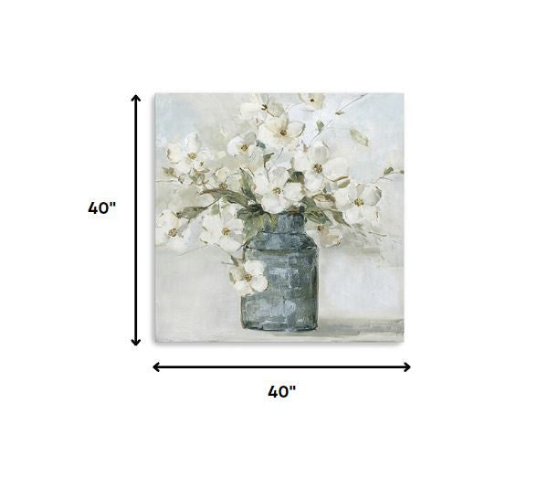 30" x 30" Watercolor Soft Pastel Dogwood Bouquet Canvas Wall Art