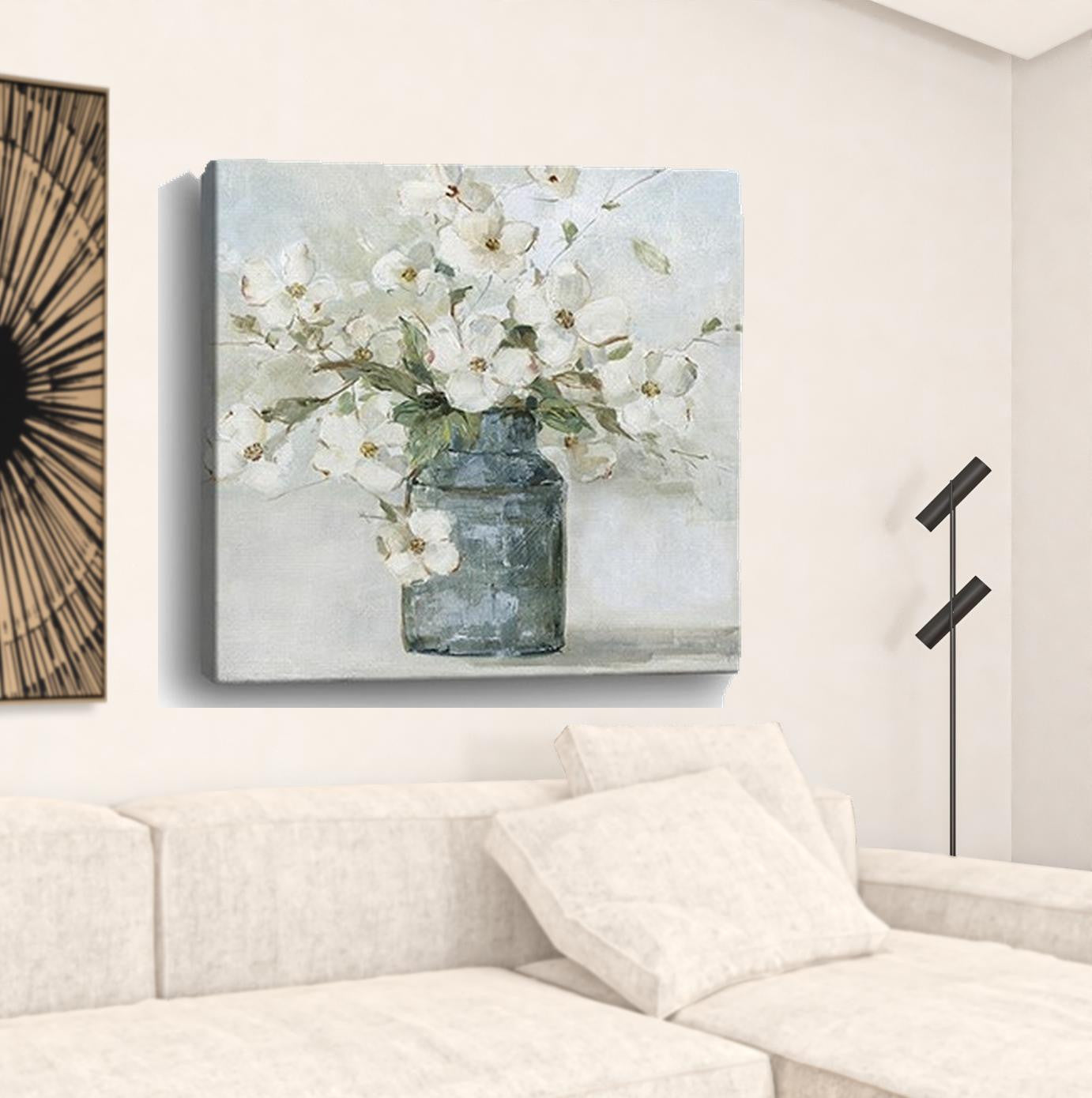 30" x 30" Watercolor Soft Pastel Dogwood Bouquet Canvas Wall Art