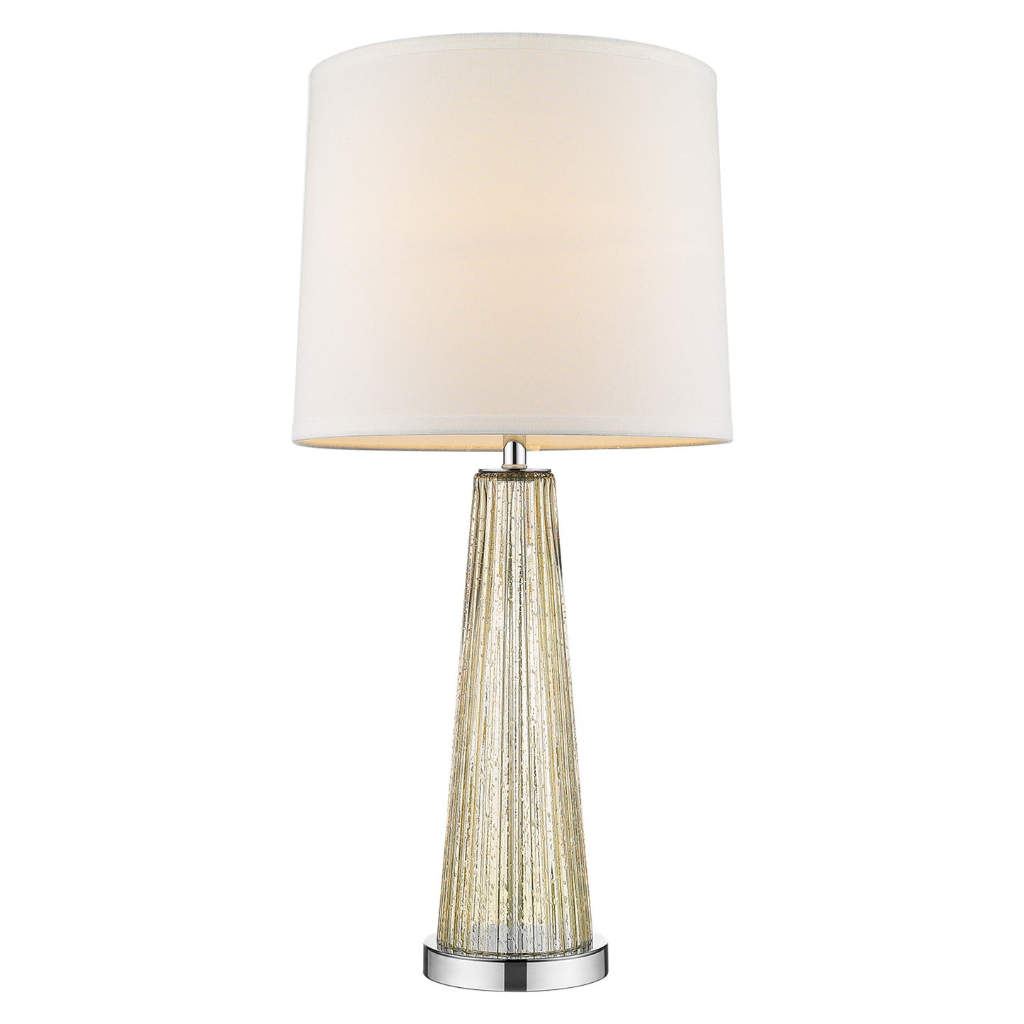 29" Silver Metal Table Lamp With White Empire Shade