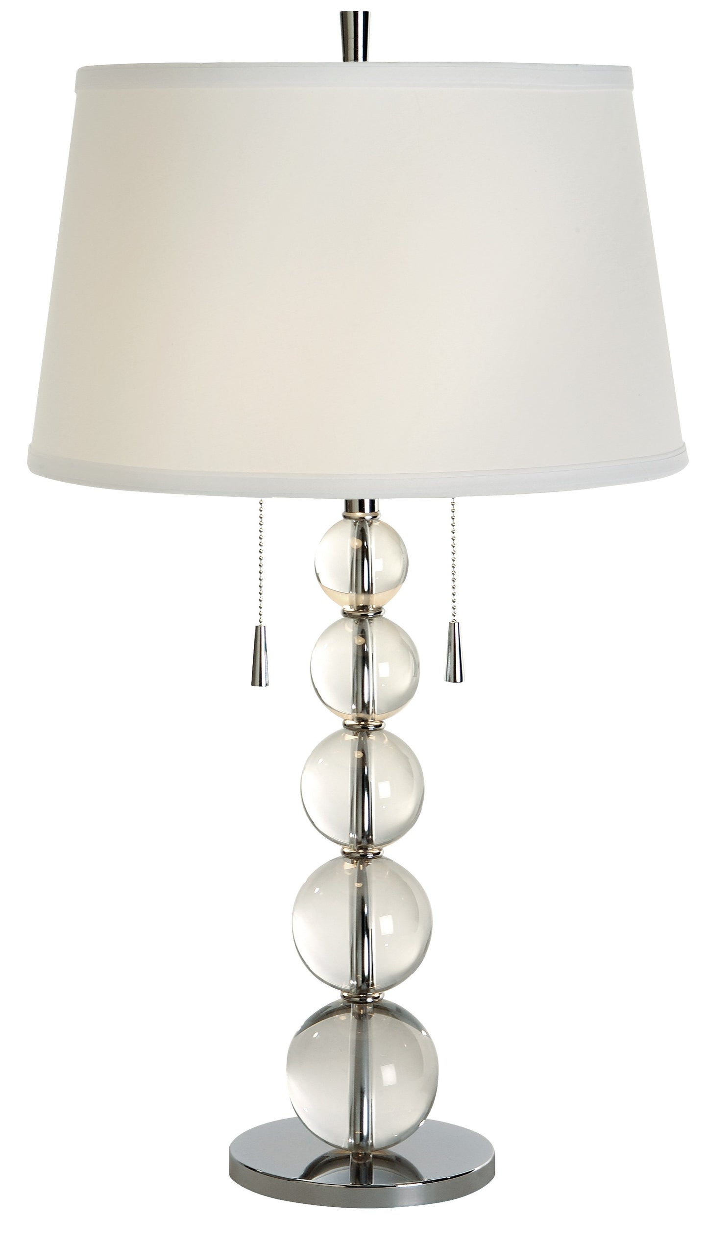 29" Silver Metal Two Light Table Lamp With White Empire Shade