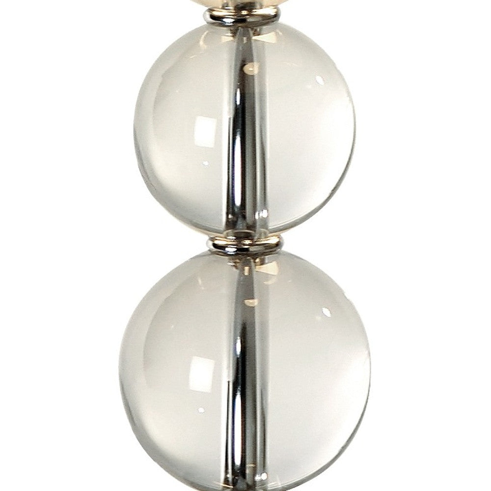 29" Silver Metal Two Light Table Lamp With White Empire Shade