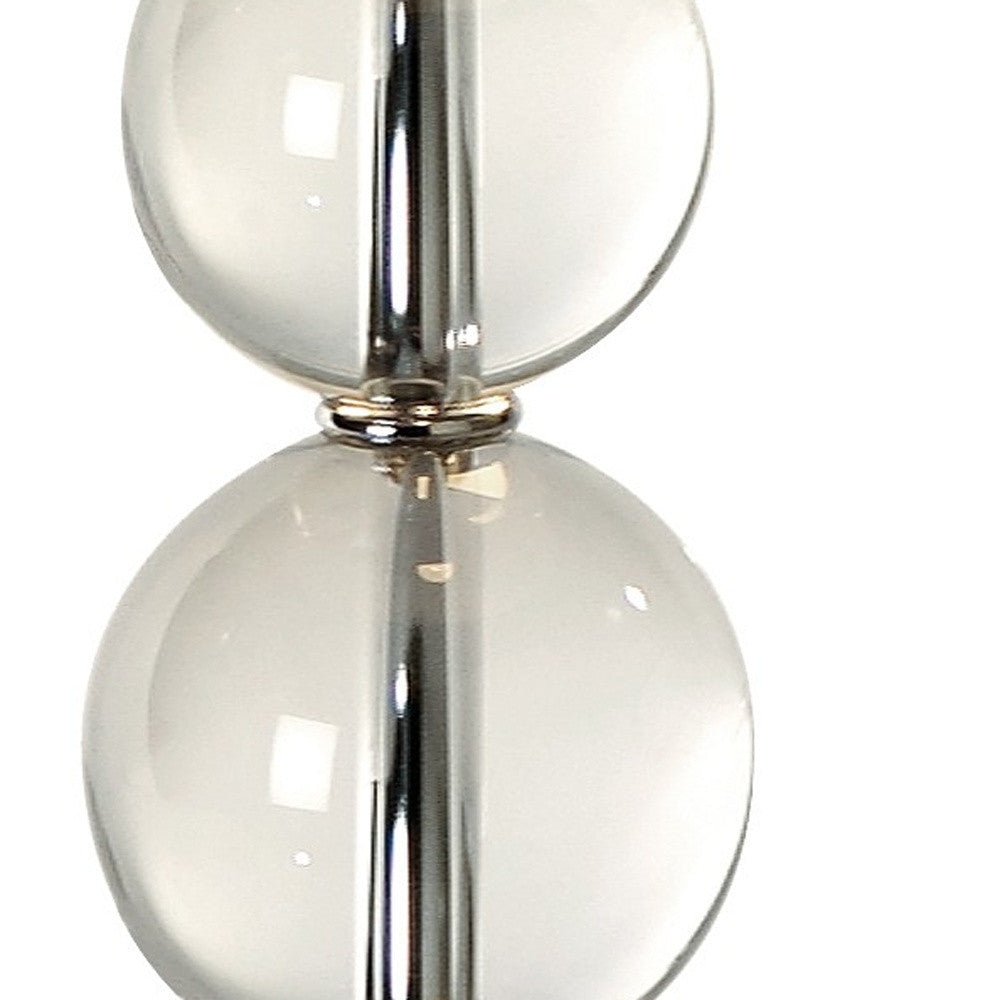 29" Silver Metal Two Light Table Lamp With White Empire Shade