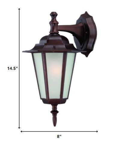 Bronze Frosted Glass Hanging Lantern Wall Light