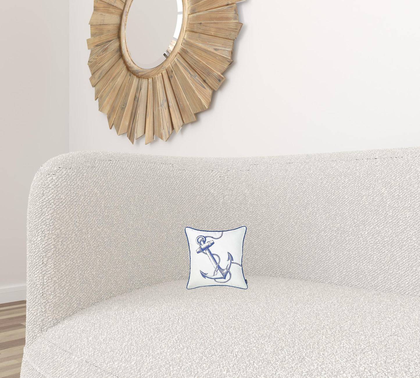 Blue Bold Anchor Nautical Throw Pillow