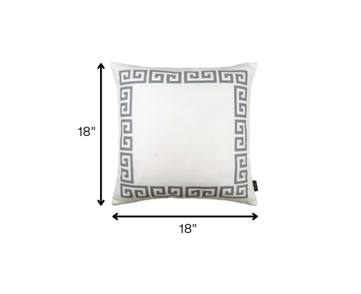 Gray and White Greek Key Classic Throw Pillow