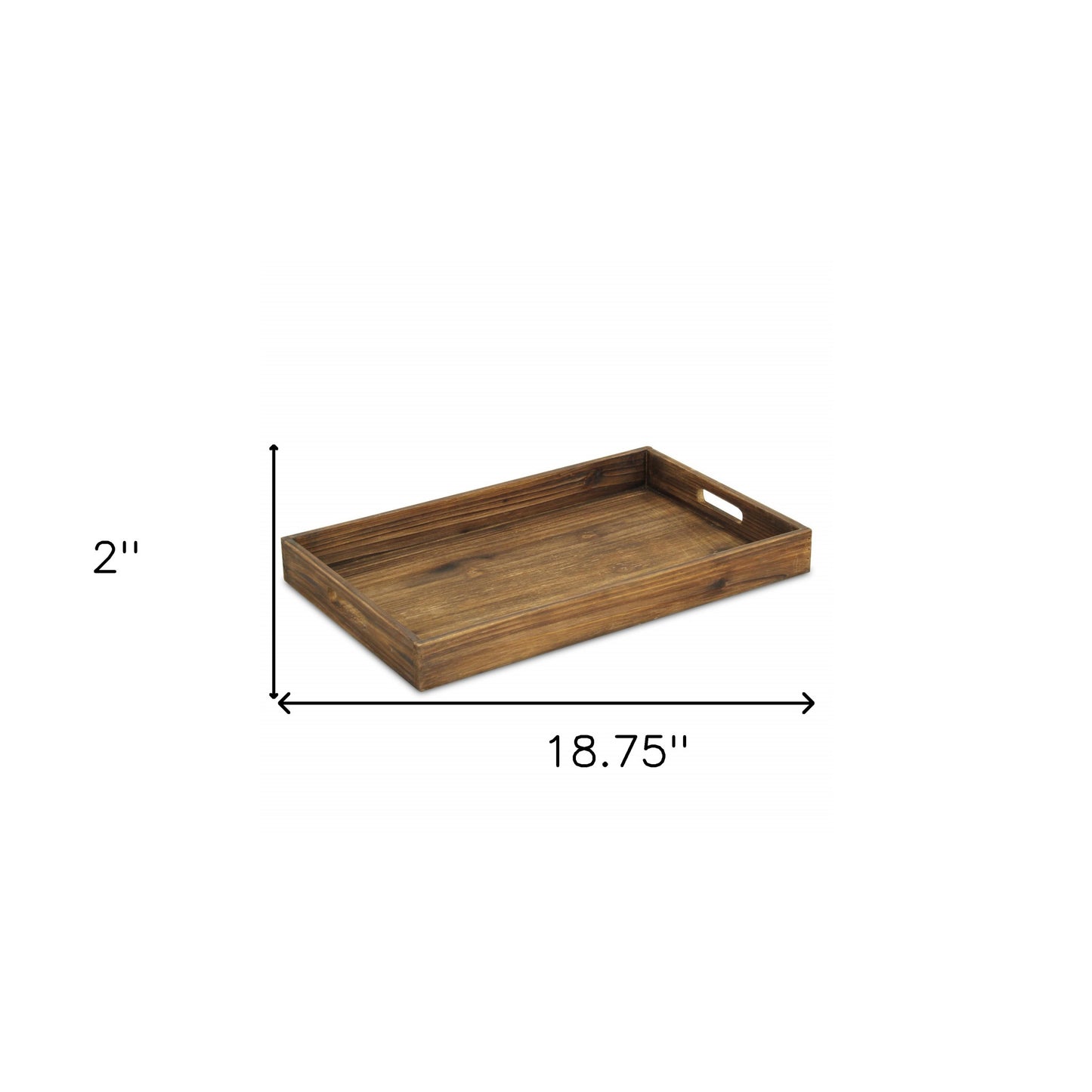 19" Dark Brown Minimalist Wooden Tray