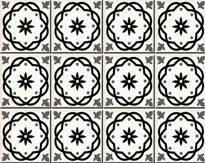 5" X 5" Black and White Rolla Peel and Stick Removable Tiles