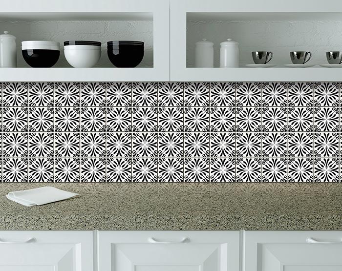 5" X 5" Black and White Flo Peel and Stick Removable Tiles