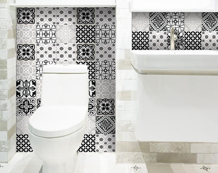7" X 7" Black White and Gray Bella Peel and Stick Tiles