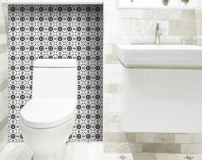 6" X 6" Black and White Gerber Peel and Stick Removable Tiles
