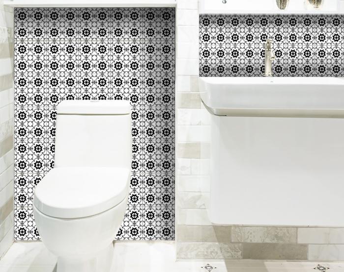 6" X 6" Black and White Gerber Peel and Stick Removable Tiles
