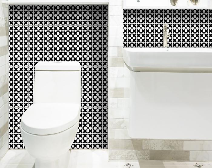 6" X 6" Black and White Medeci Peel and Stick Removable Tiles
