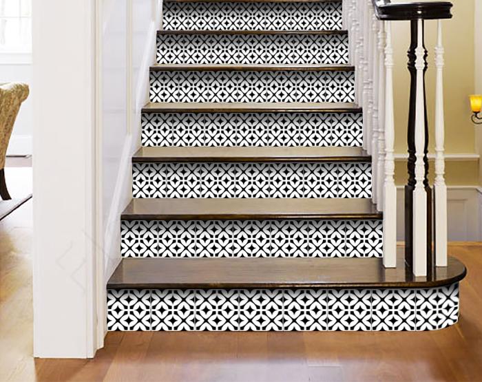5" X 5" Black and White Pinna Peel and Stick Removable Tiles