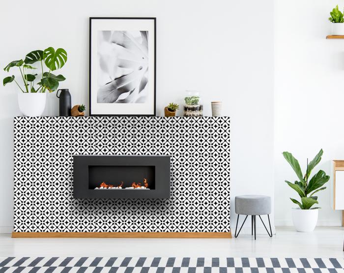 5" X 5" Black and White Pinna Peel and Stick Removable Tiles