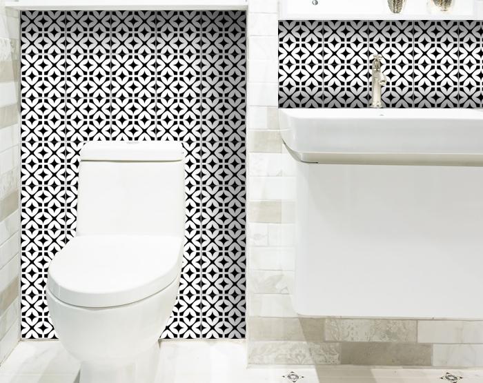 5" X 5" Black and White Pinna Peel and Stick Removable Tiles