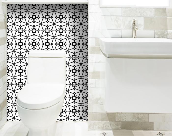 4" X 4" Black and White Pinna Peel and Stick Removable Tiles