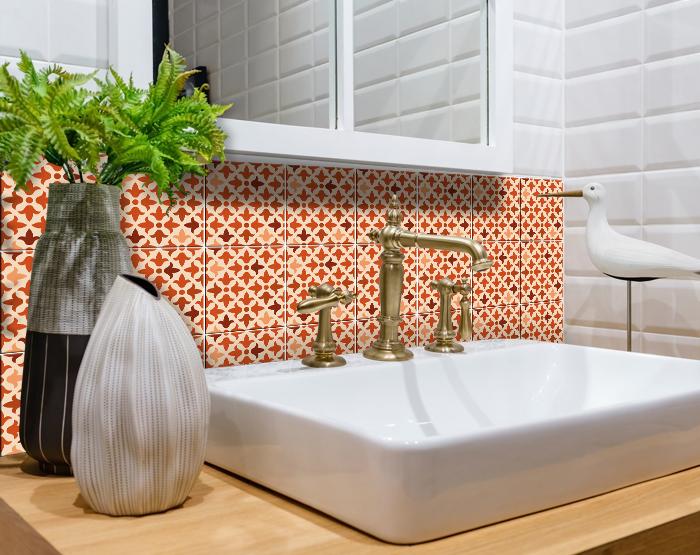 6" X 6" Terra Cotta Tango Peel and Stick Tiles