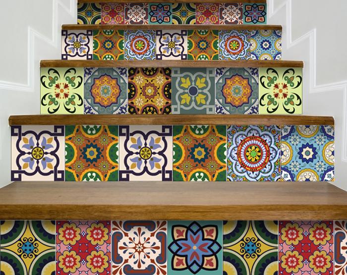 6" X 6" Auguri Flora Peel and Stick Removable Tiles
