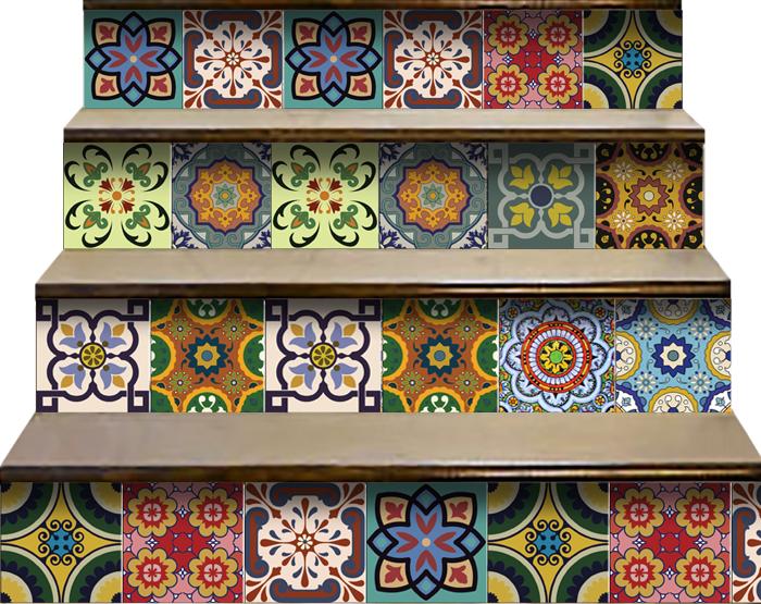 6" X 6" Auguri Flora Peel and Stick Removable Tiles