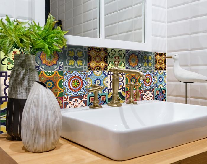 6" X 6" Auguri Flora Peel and Stick Removable Tiles