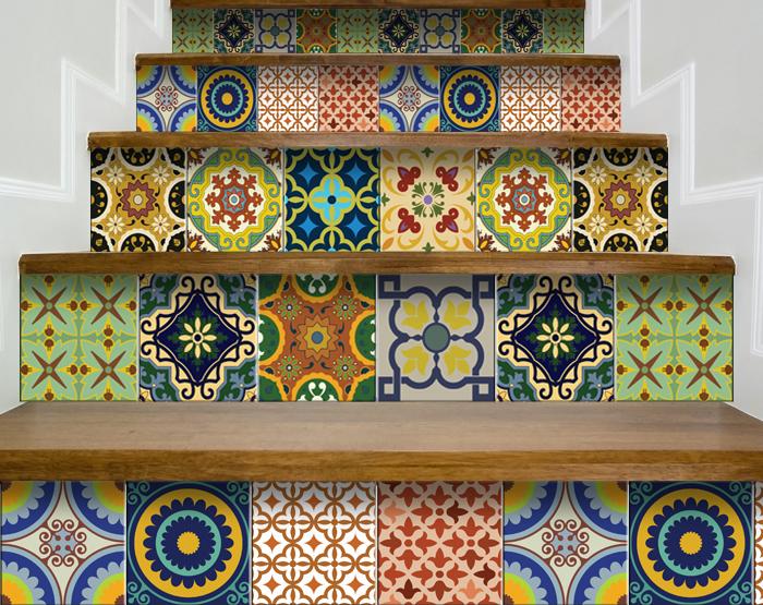 6" X 6" Auguri Mix Peel and Stick Removable Tiles