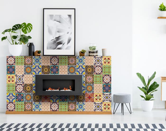 7" X 7" Auguri Geo Peel and Stick Removable Tiles