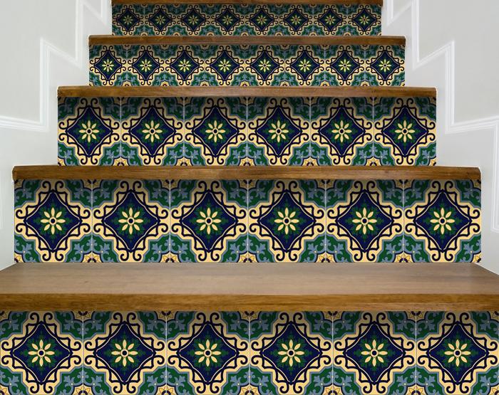4" X 4" Agean Blue and Green Peel and Stick Tiles