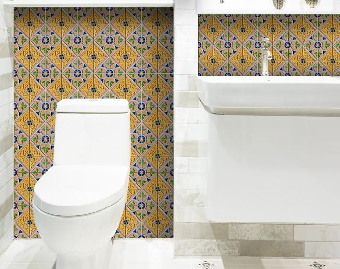 6" X 6" Yellow Blue Provence Peel and Stick Removable Tiles