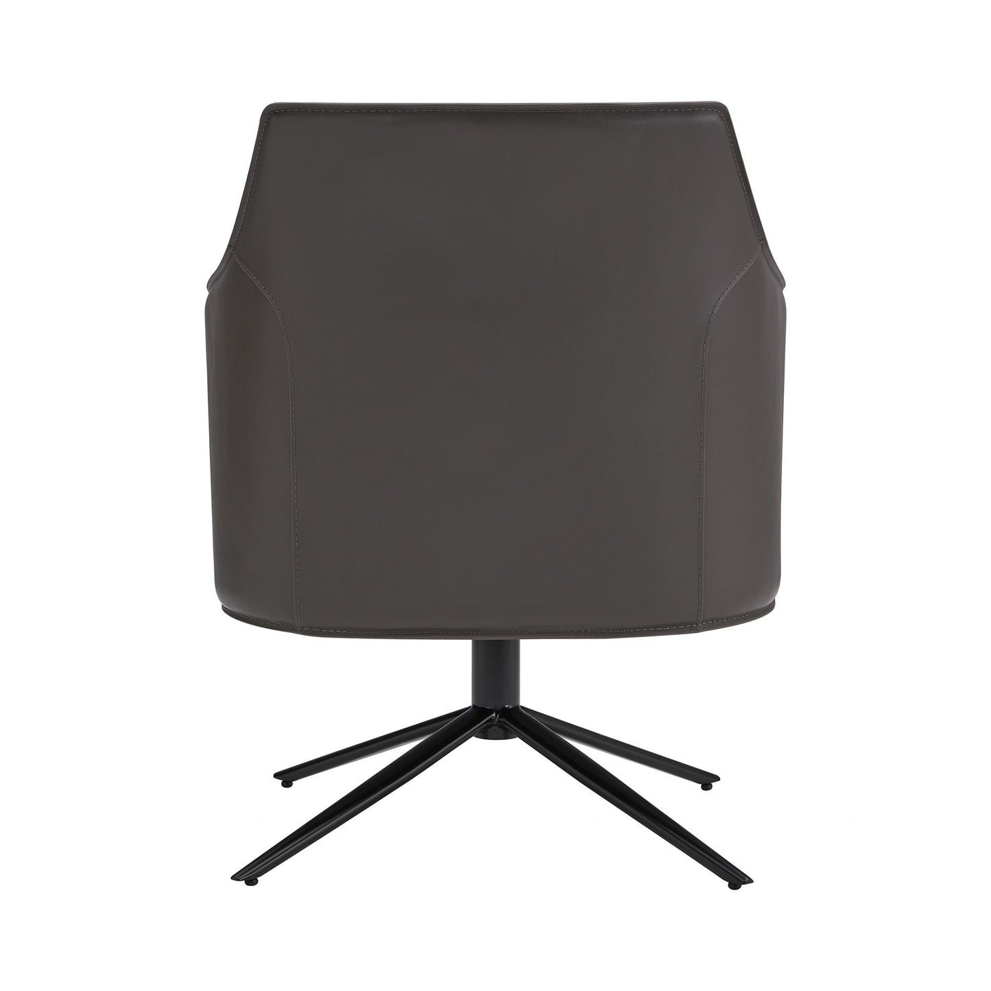 Dark Gray Faux Leather Swivel Accent Chair