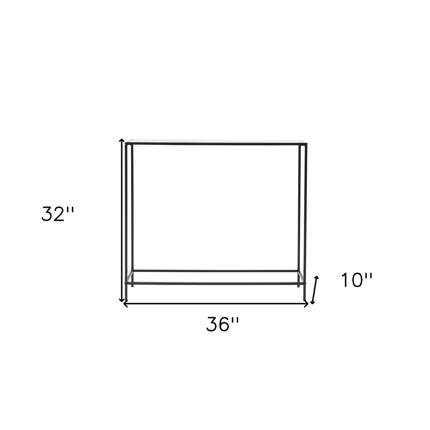 Minimalist Clear Glass and Black Console Table