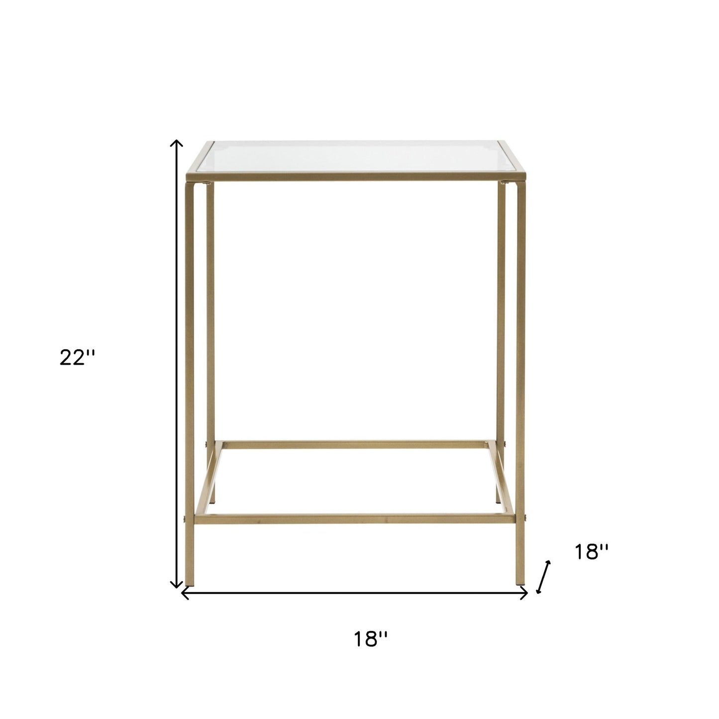 Minimalist Clear Glass and Gold Side Table