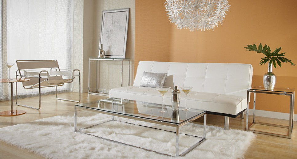 Geo Cube Clear Glass and Chrome End or Side Table