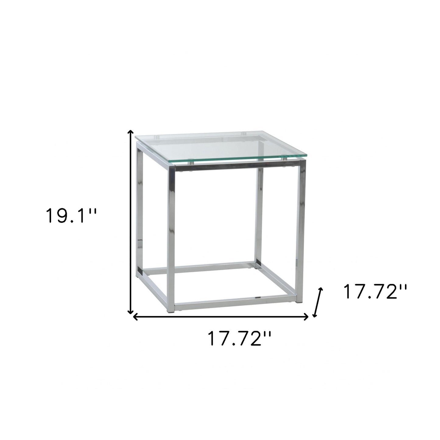 Geo Cube Clear Glass and Chrome End or Side Table