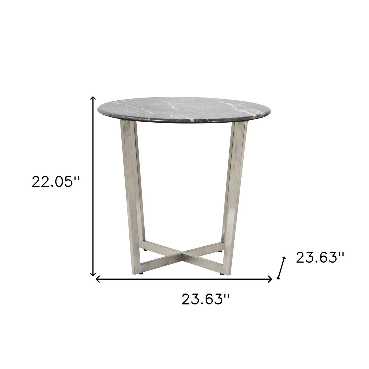 Mod Geo Chrome and Black Round Faux Marble Side Table
