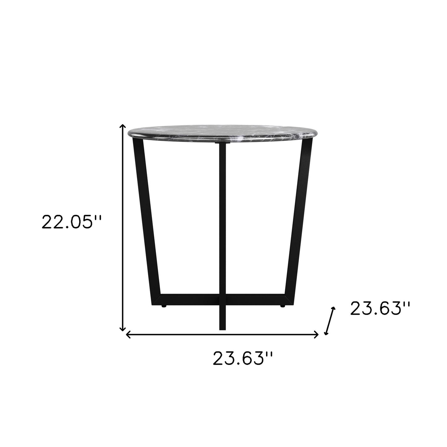 Mod Geo Black and Black Round Faux Marble Side Table