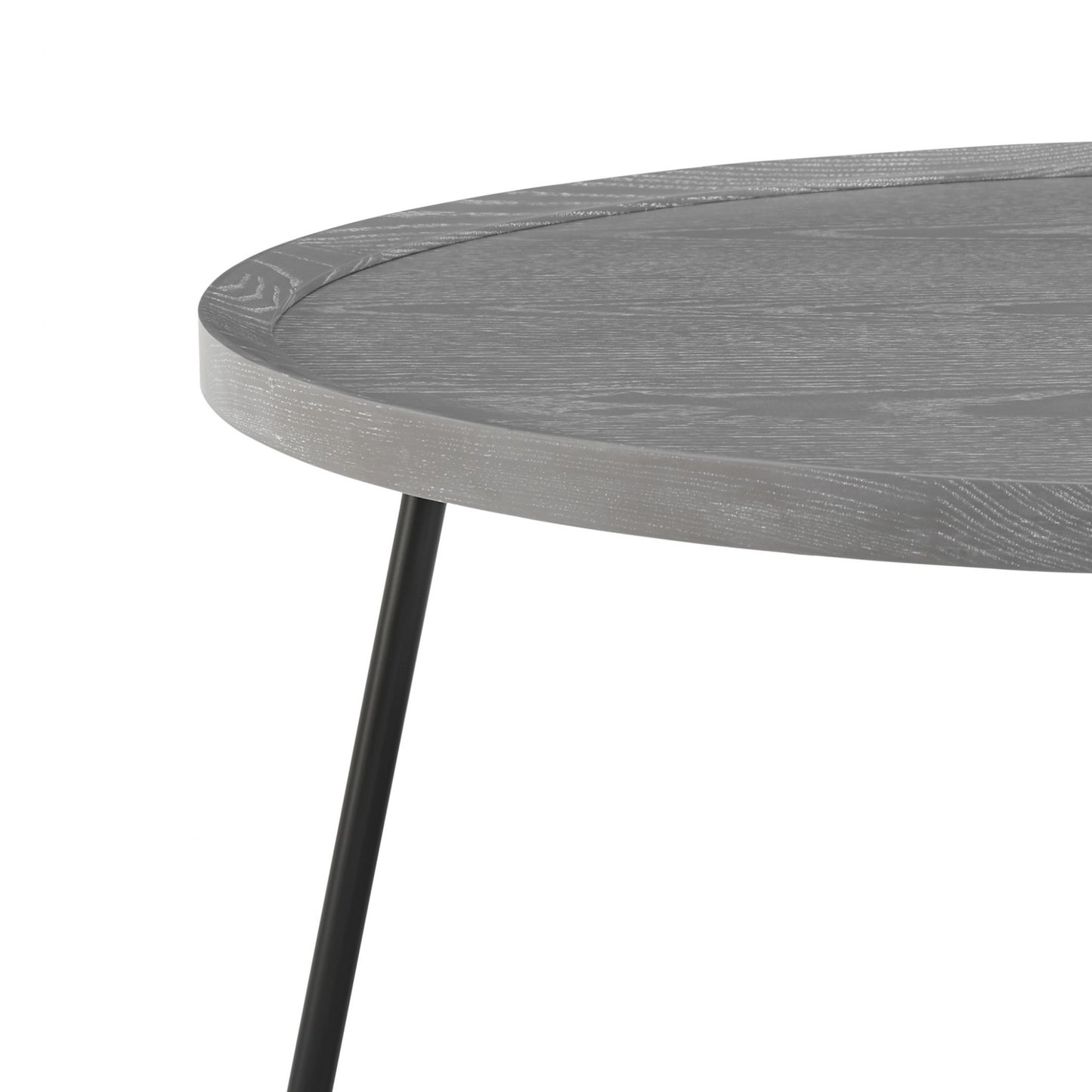 35" Black And Gray Manufactured Wood And Metal Round Coffee Table