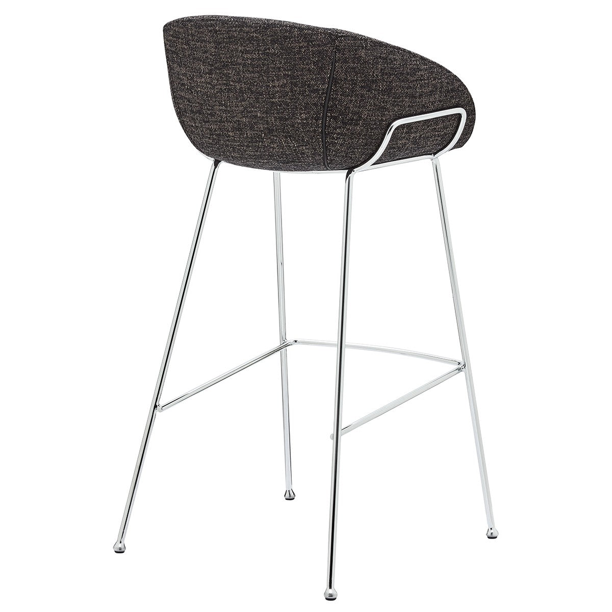 Set Of Two 39" Black And Silver Steel Low Back Bar Height Chairs With Footrest