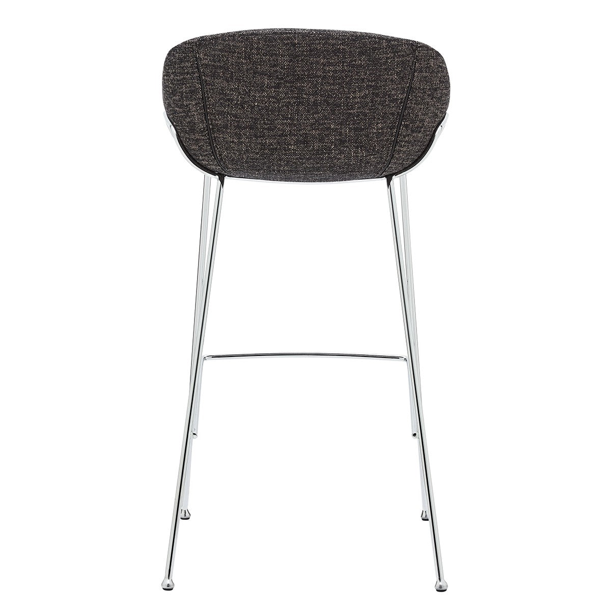 Set Of Two 39" Black And Silver Steel Low Back Bar Height Chairs With Footrest