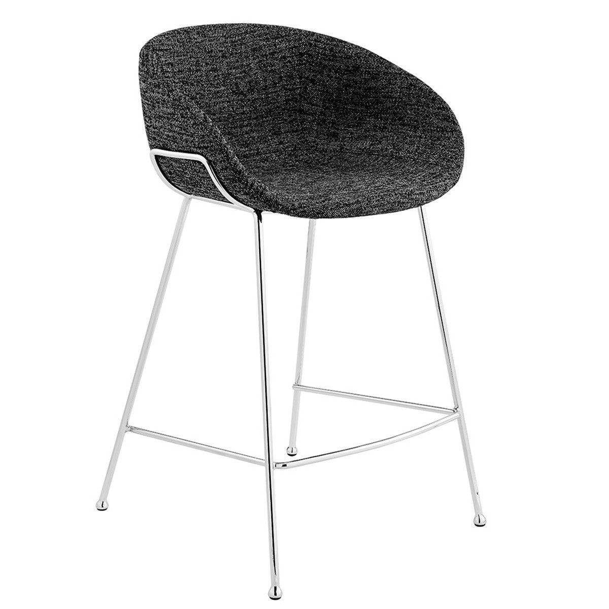 Set Of Two 35" Black And Silver Steel Low Back Counter Height Bar Chairs With Footrest