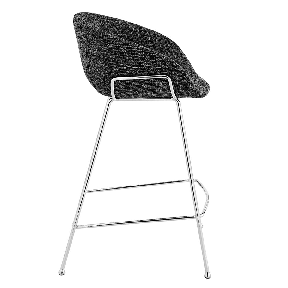 Set Of Two 35" Black And Silver Steel Low Back Counter Height Bar Chairs With Footrest