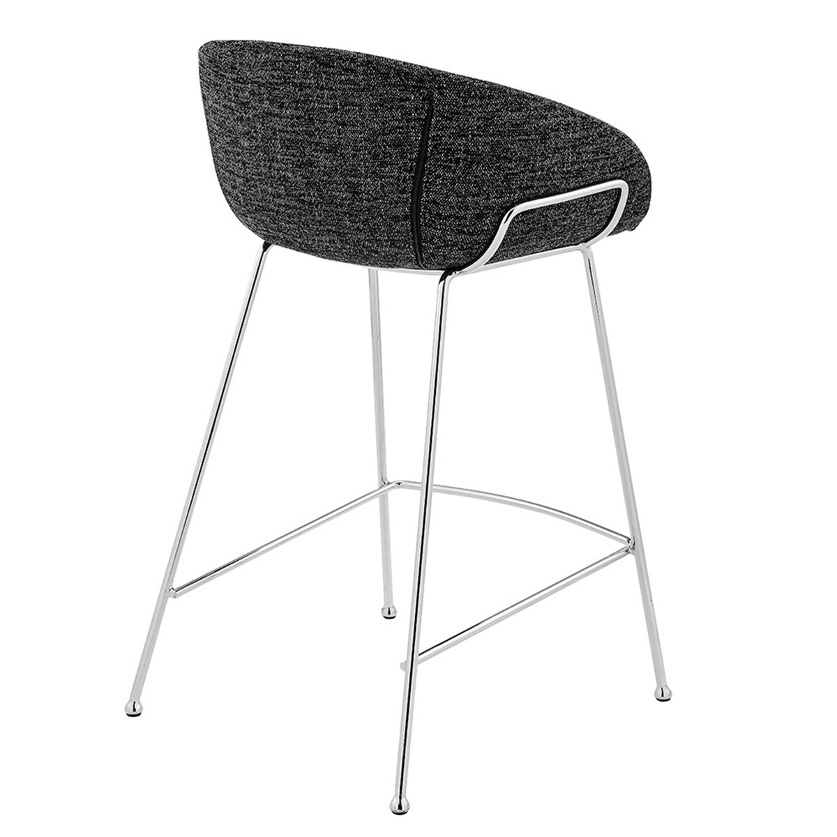 Set Of Two 35" Black And Silver Steel Low Back Counter Height Bar Chairs With Footrest