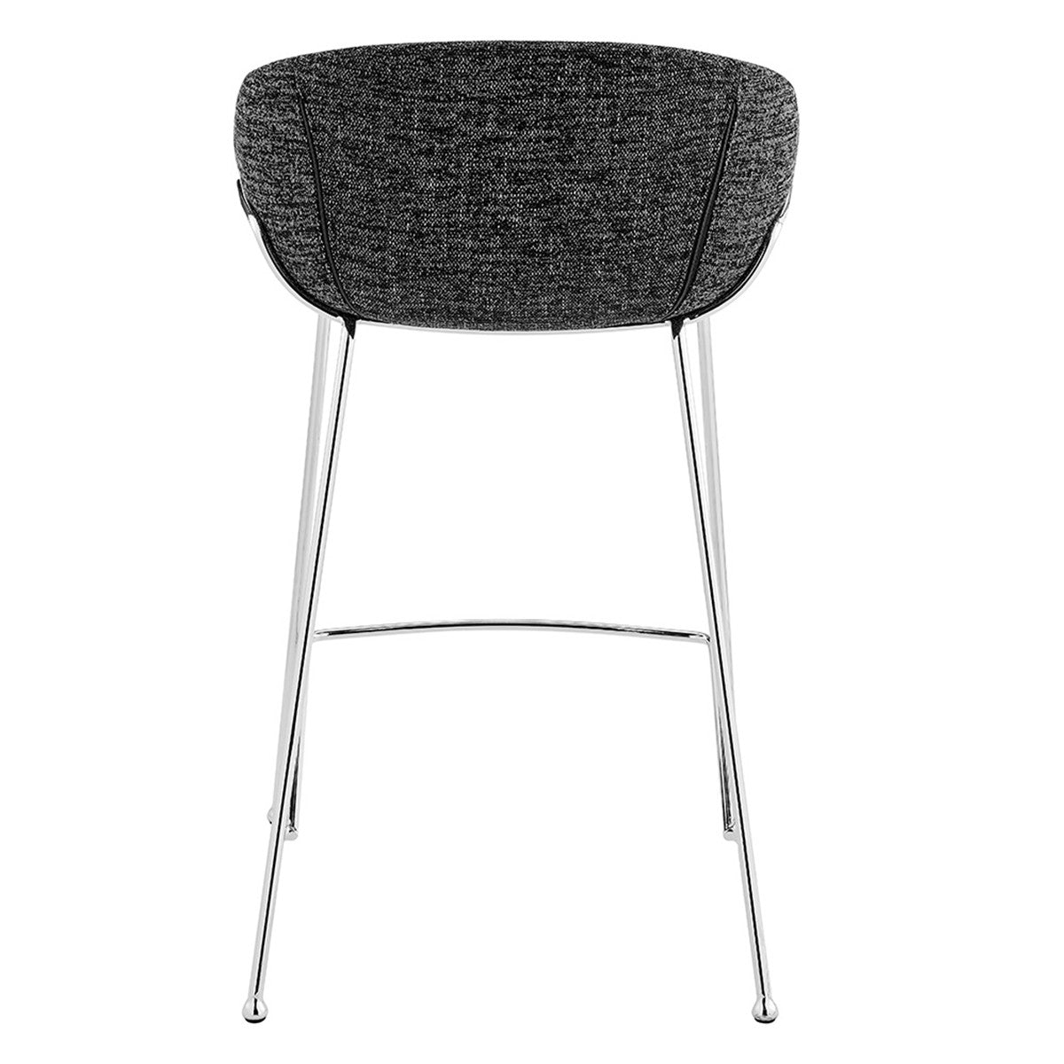 Set Of Two 35" Black And Silver Steel Low Back Counter Height Bar Chairs With Footrest
