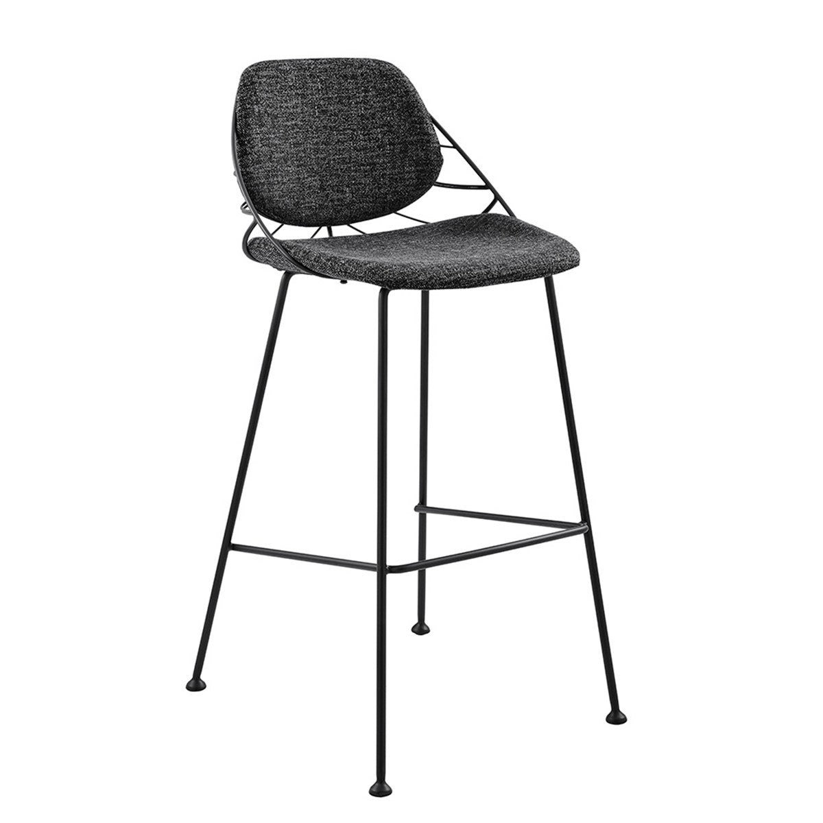 Set Of Two 40" Black Steel Low Back Bar Height Chairs With Footrest