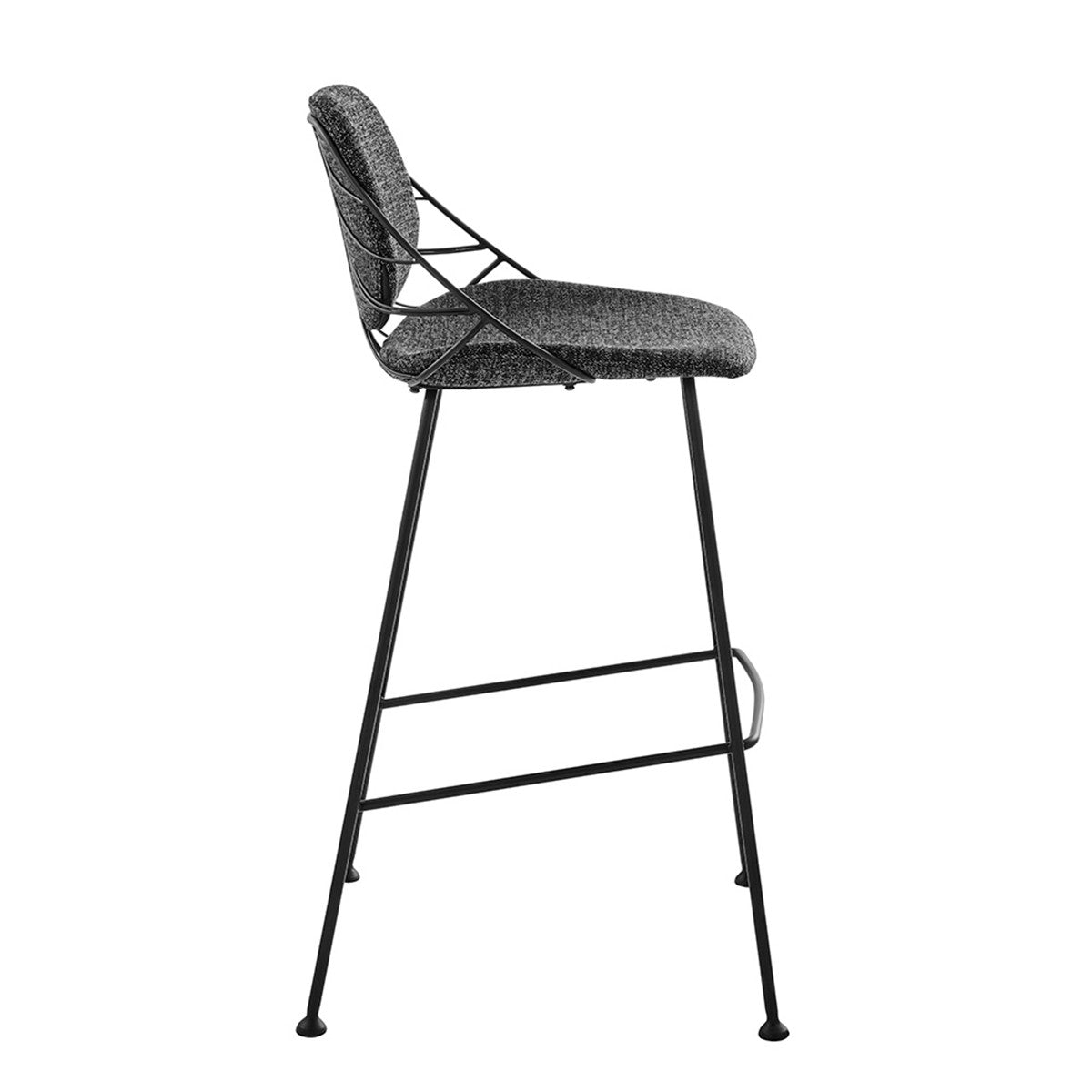 Set Of Two 40" Black Steel Low Back Bar Height Chairs With Footrest