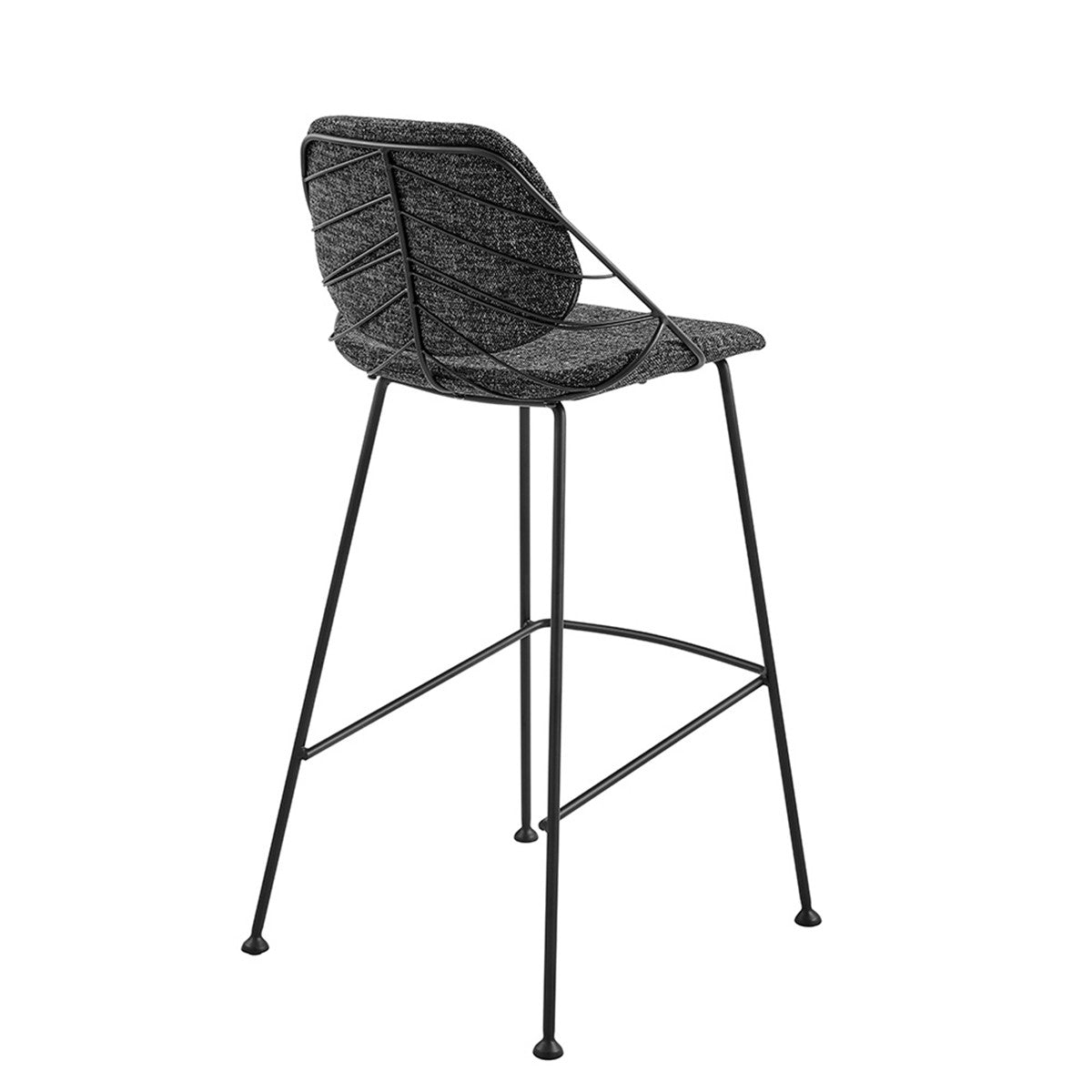 Set Of Two 40" Black Steel Low Back Bar Height Chairs With Footrest
