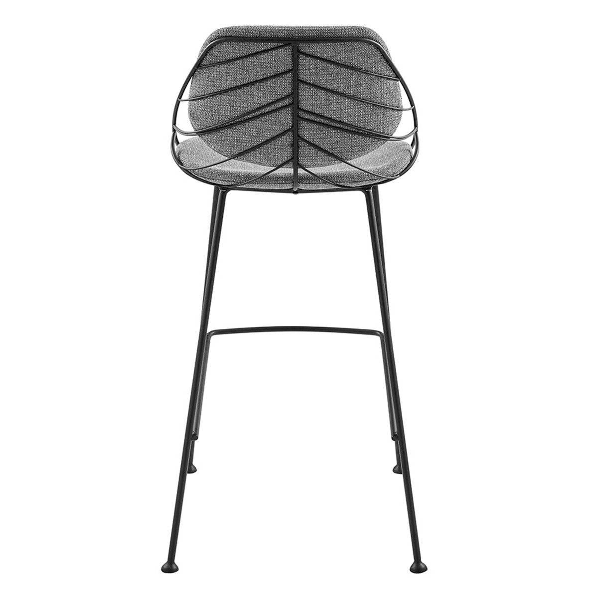 Set Of Two 40" Light Gray And Black Steel Low Back Bar Height Chairs With Footrest