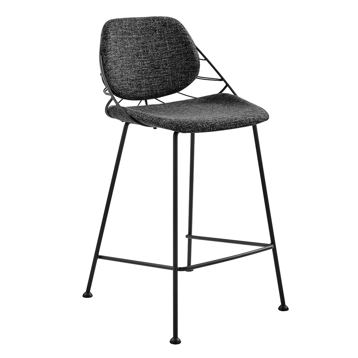 Set Of Two 36" Black Steel Low Back Counter Height Bar Chairs With Footrest