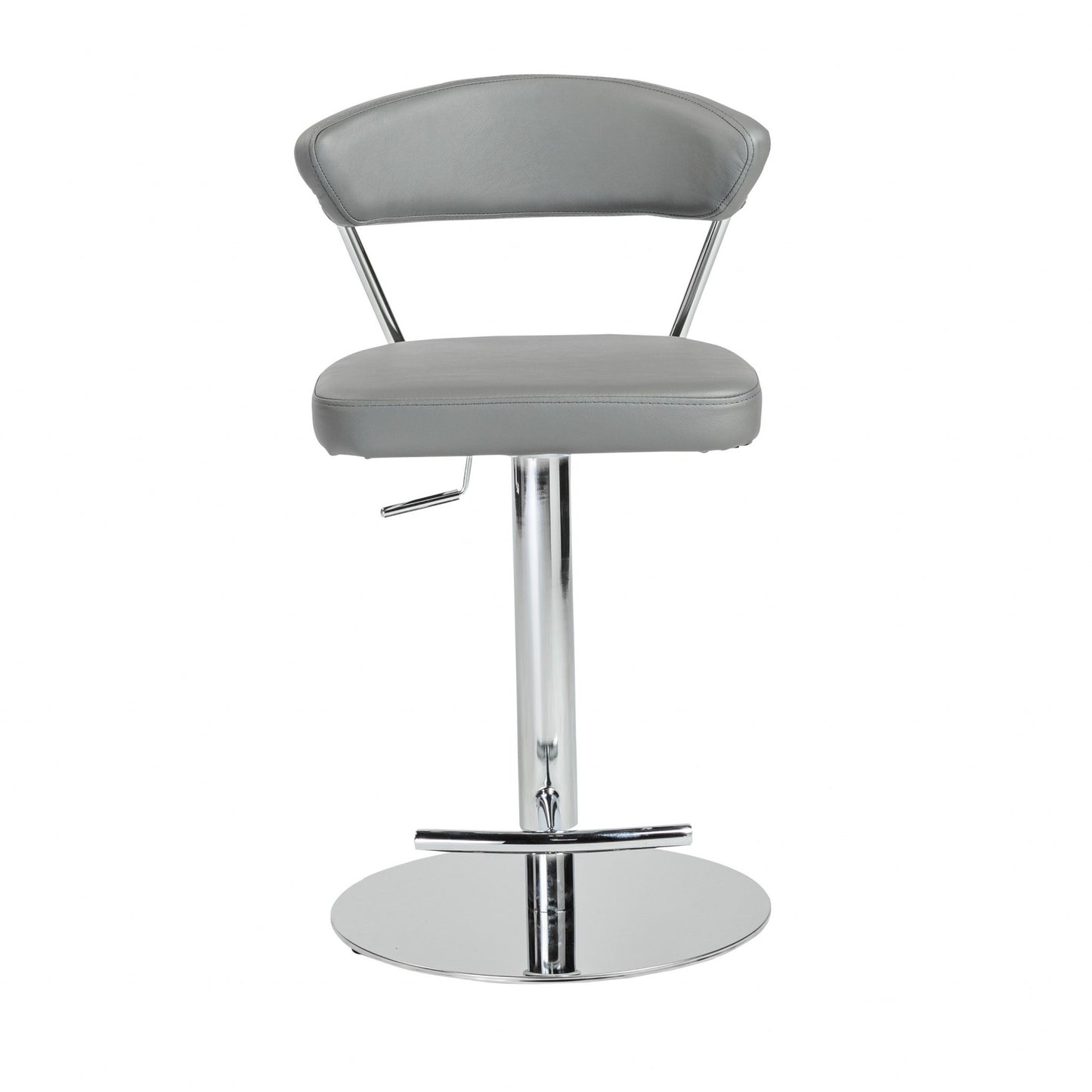 42" Gray And Silver Steel Swivel Low Back Bar Height Chair With Footrest