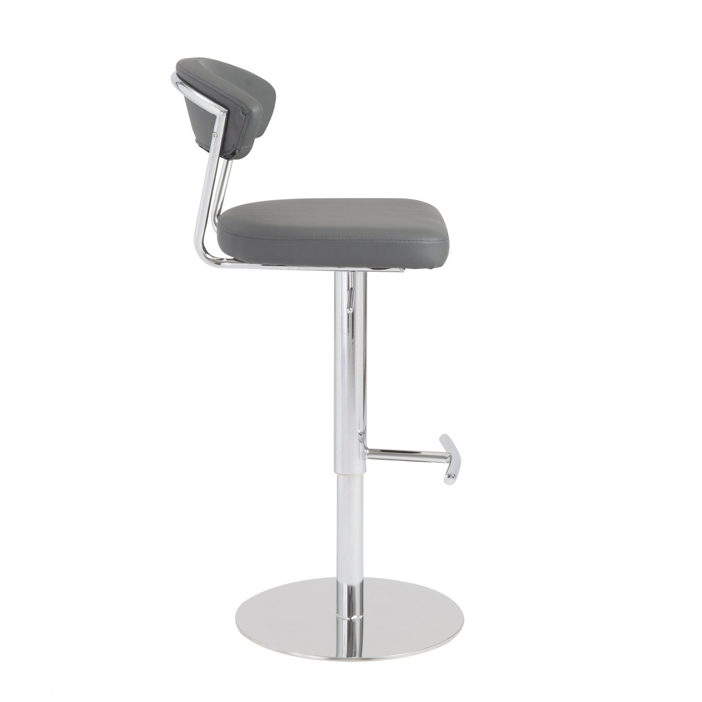 42" Gray And Silver Steel Swivel Low Back Bar Height Chair With Footrest